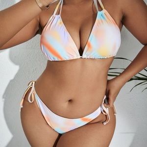 Ombré Side Tie Bikini Swimsuit